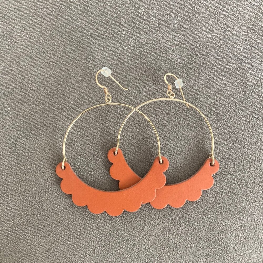 Nickle & Suede Gold Hoop Earrings